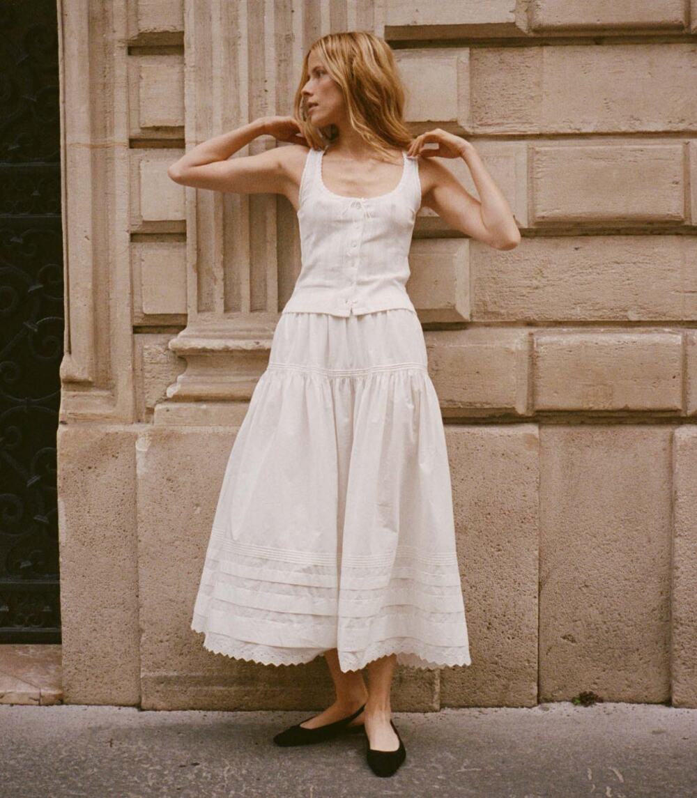 DÔEN Sebastiane White Maxi Skirt NWT